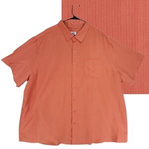 HB Harbor Bay Button Up Shirt 3XL Men Orange Peach Short Sleeve 66x33 Workwear
